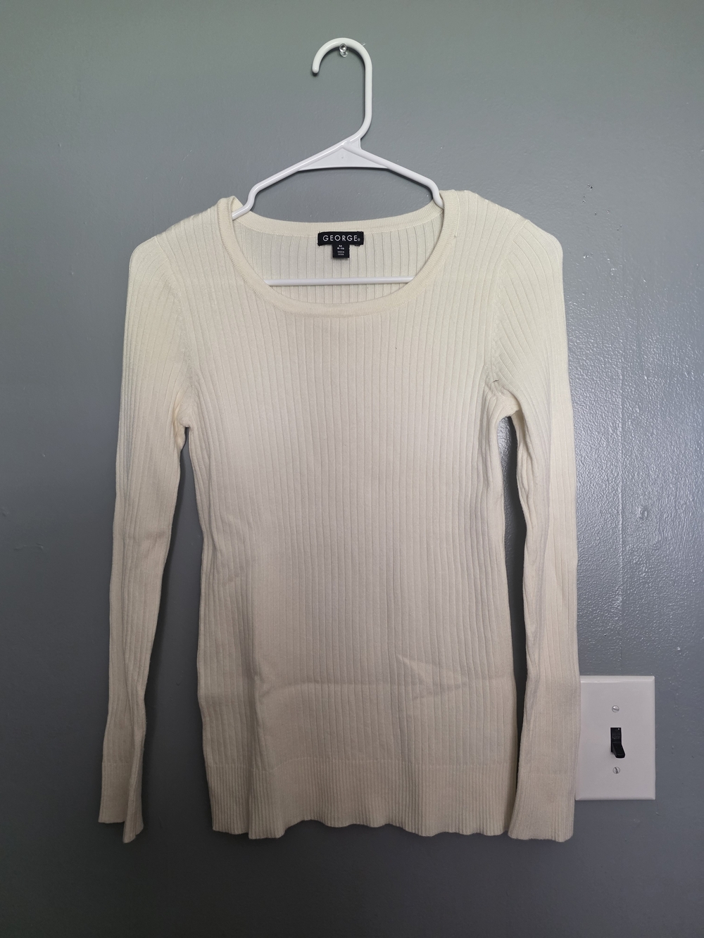 George Cream Ribbed Scoop Neck Top